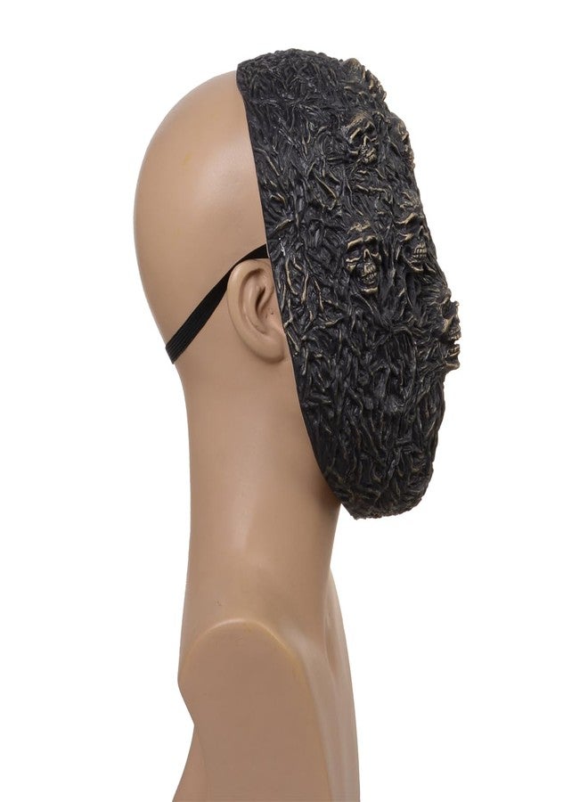 Kreeqe 2023 New Steampunk Skeleton Half Face Latex Mask Halloween Skeleton Skull Full Black Scary Monster Headgear(Skull Mask) - Image 3